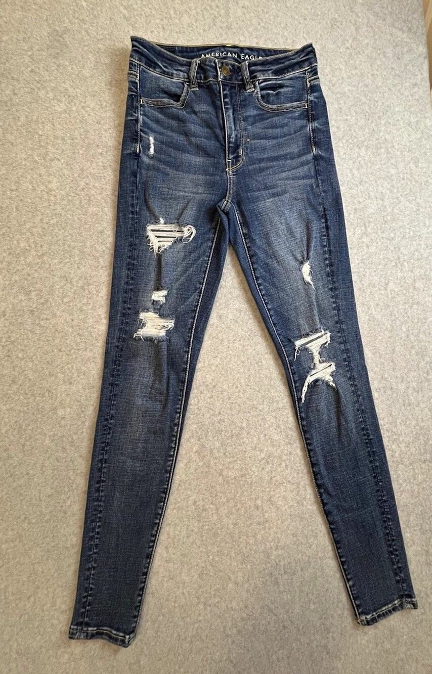 American Eagle Womens Blue High Rise Jegging Distressed Stretch 5-Pkt Sz 2 Reg